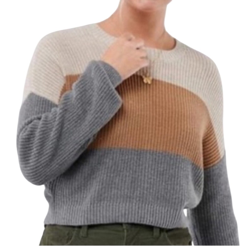 Hollister Neutral Scoopneck Cropped‎ Oversized Sweater Womens Small